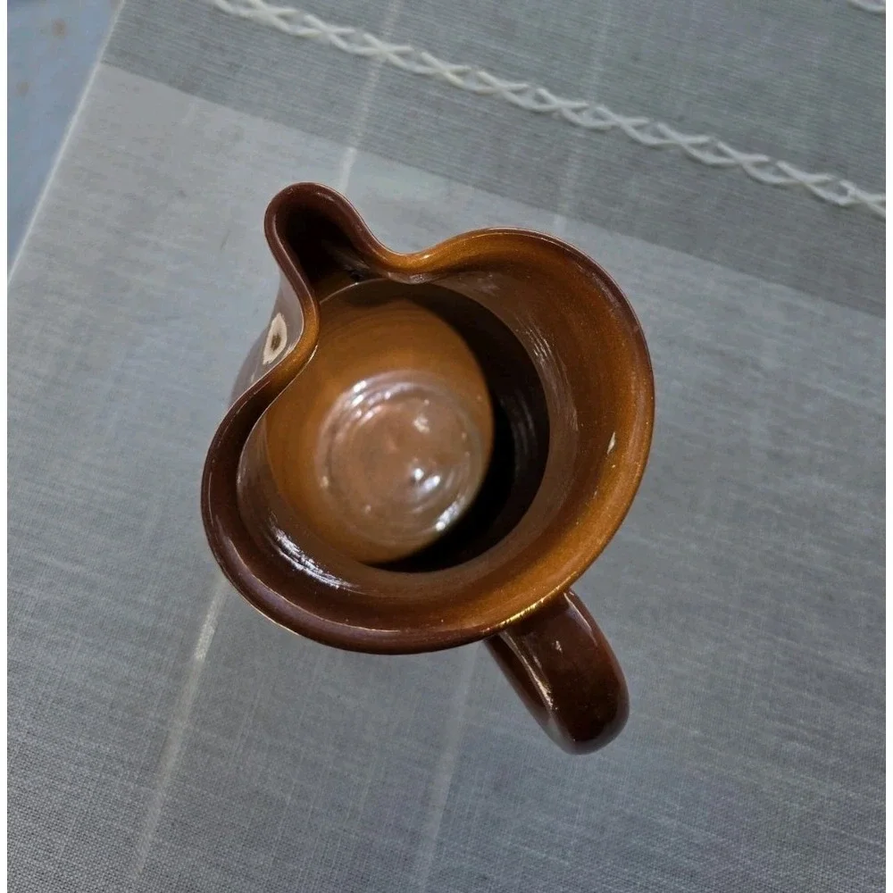 Handmade Redware Pottery Pitcher 8